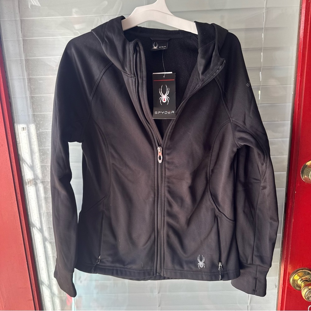 NWT $99 Spyder Black Ski Jacket Streamlined Hooded Design